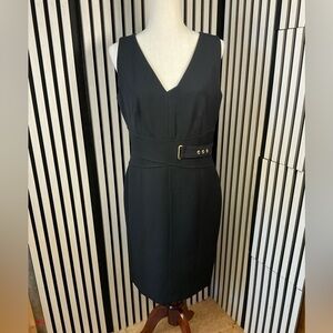 New Donna Karan Black Midi Dress with Belt Detail, Sz 8